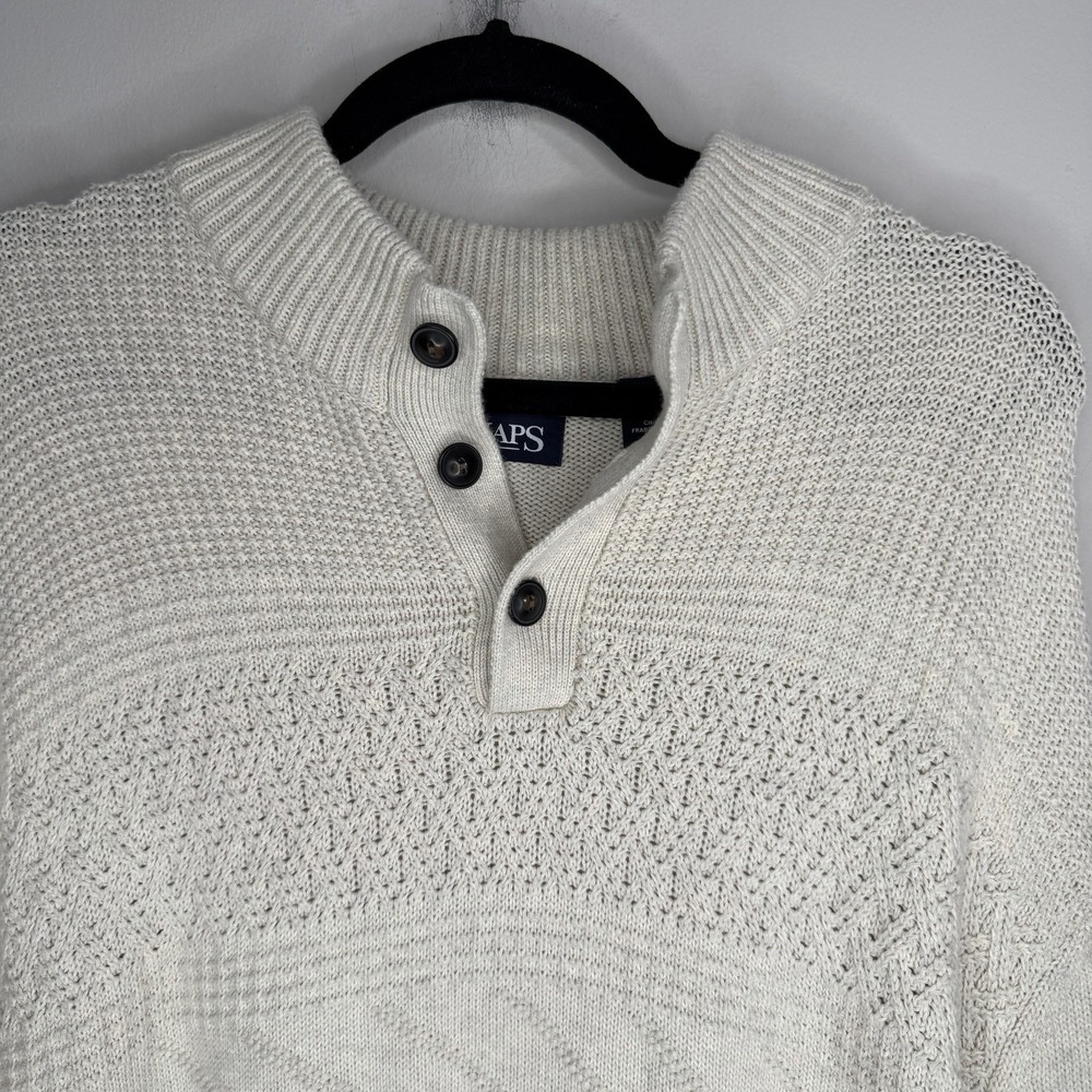 Men's Chaps Knit Heavy Mockneck Sweater oatmeal heather Size XXL 100% Cotton‎